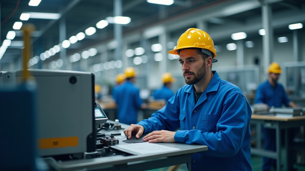 Atelier de travail manufacturier avec ingénieurs et équipement de production avancé