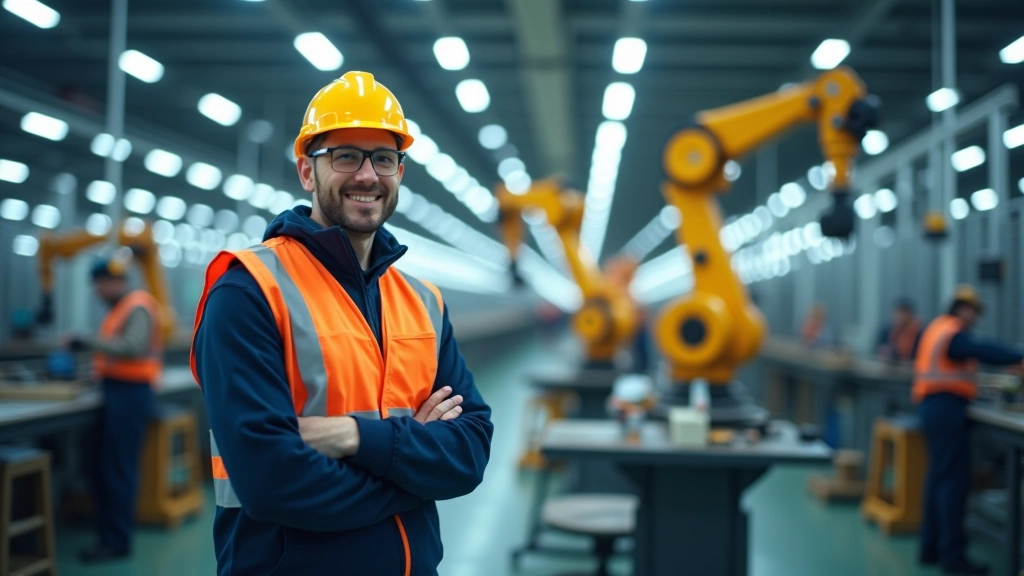 Usine manufacturière moderne française avec équipement technologique et chaîne de production