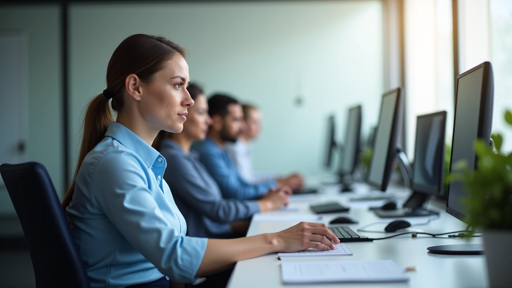 Professionnels travaillant dans un environnement de services modernes avec technologie